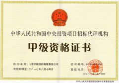 中央投資項(xiàng)目招標(biāo)代理機(jī)構(gòu)甲級(jí)資格證書(shū)
